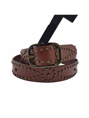 ⭐Levis Studded Brown Leather Belt With Gold-Tone Brass Accents Size S New